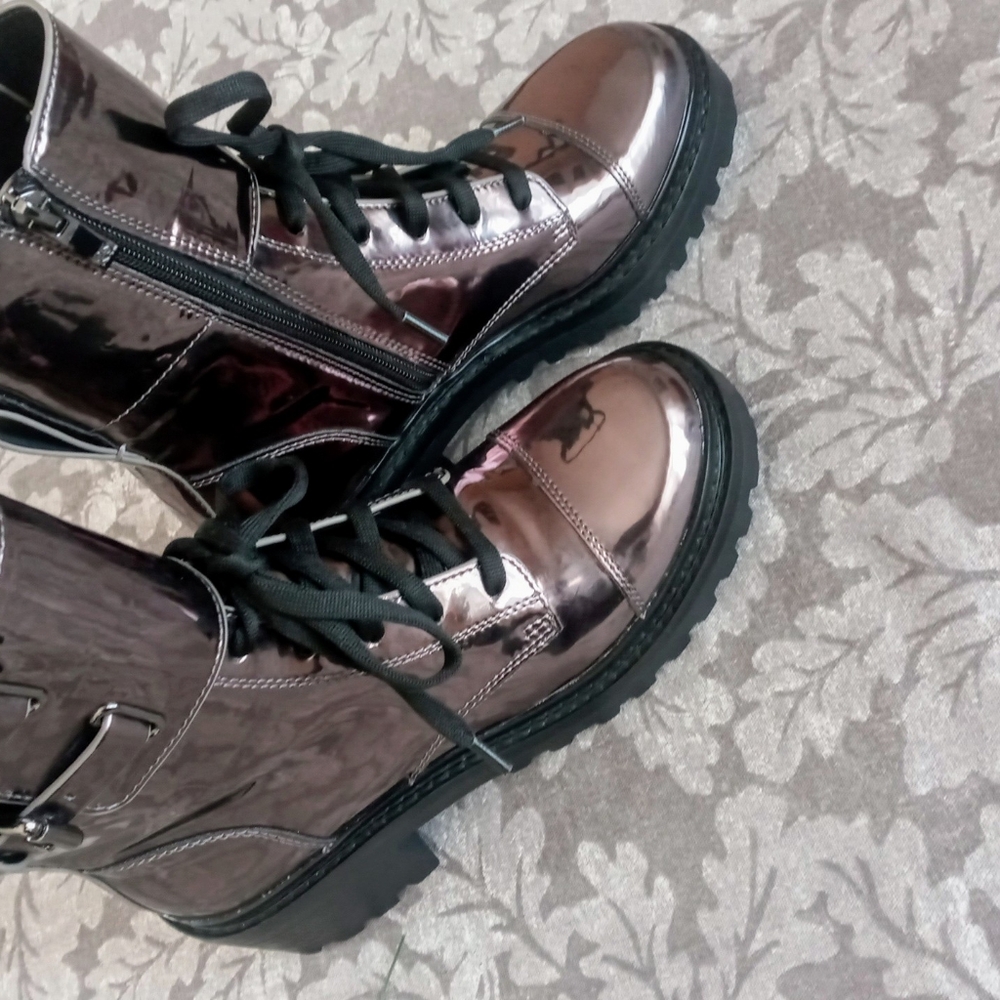 DKNK Woman's Bart Metallic Gunmetal Boots - Grey - Picture 2 of 5